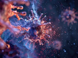A dynamic 3D animation of a virus replicating inside a host cell - obrazy, fototapety, plakaty