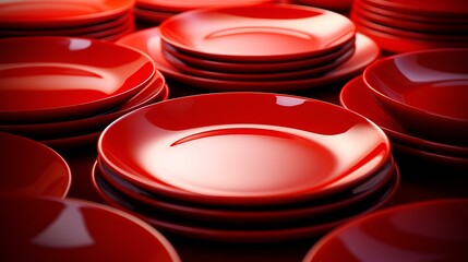 Plates on the counter in the market