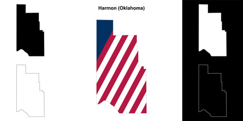 Naklejka premium Harmon County (Oklahoma) outline map set