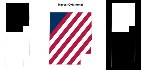 Mayes County (Oklahoma) outline map set