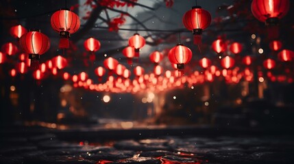 Obraz premium Lanterns in the streets. Chinese New Year concept. 