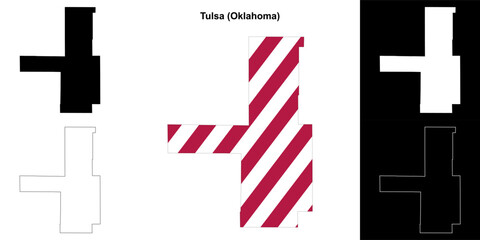 Tulsa County (Oklahoma) outline map set