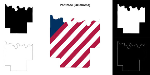 Naklejka premium Pontotoc County (Oklahoma) outline map set