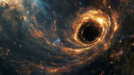 宇宙の中心のブラックホールをイメージしたアブストラクト背景イラスト - obrazy, fototapety, plakaty