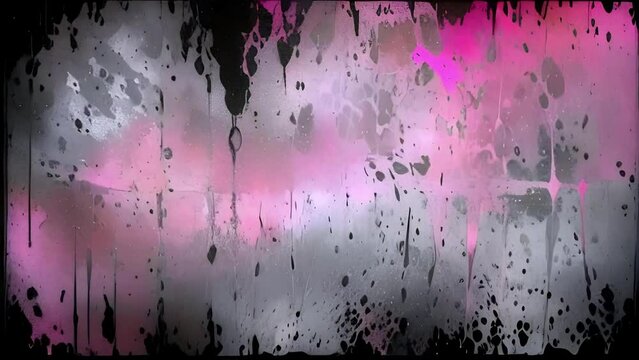animated spotted pink gray background in a black frame with creepy smudges. looped seamless background. ai.