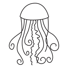 jellyfish doodle icon transparent background