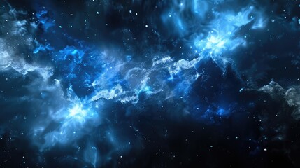 Shimmering particles within midnight blue and black smoke