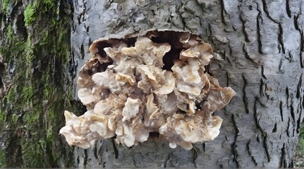 Bracket fungus on beech tree. generative.ai