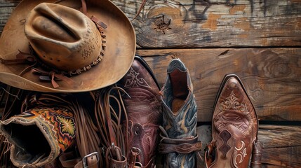 Rodeo gear in a Western motif  AI generated illustration