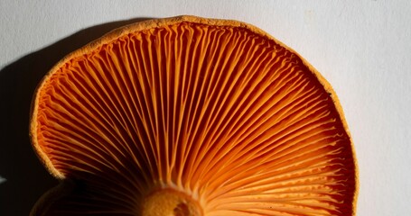 Closeup shot of the cup of the ginger mushroom on a white surface