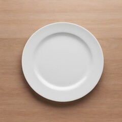 AI generated illustration of a white plate on a wooden table