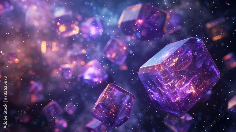 Poster shimmering shapes floating in a void ai generated illustration