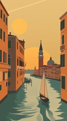 Fototapeta premium Simple yet elegant this poster encapsulates the essence of Italy AI generated illustration