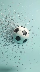 Soccer ball flying through the air 3d style isolated flying objects memphis style 3d render  AI generated illustration