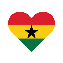 Ghana national flag vector illustration. Ghana Heart flag. 
