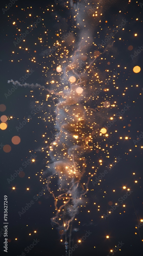 Poster sparkling fireworks in a 3d render 3d style isolated flying objects memphis style 3d render ai gener