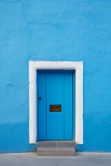 AI generated illustration of a blue door with white trim on a street