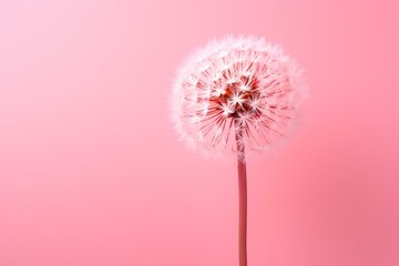AI generated illustration of a close-up dandelion on pink backdrop