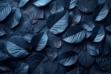 AI generated illustration of dark leaves scattered in a field against a dark backdrop - obrazy, fototapety, plakaty