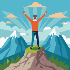 Fototapeta premium Conquering Heights: The thrill of ascending to new summits