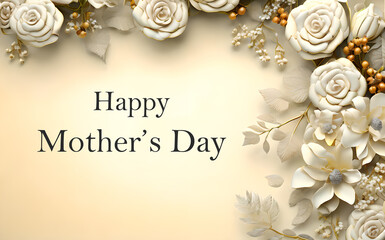 yellow color flower roses leaf happy mother day 3d background wallpaper