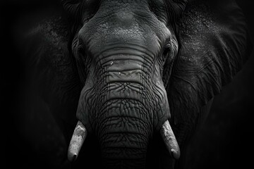 AI generated illustration of an elephant's in grayscale