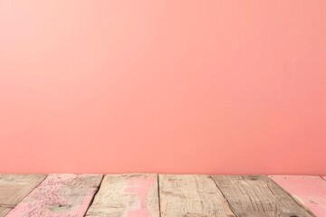 AI generated illustration of a wooden table with two pink paint cans, against a pink wall