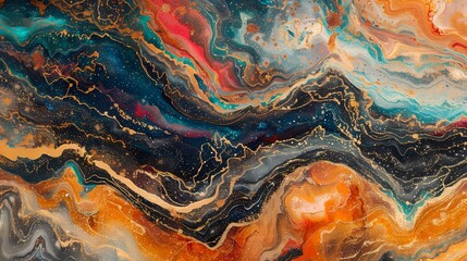 Exquisite mineral-inspired abstract featuring a rich tapestry of colors and intricate textures.