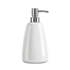 Obraz premium White Soap Dispenser with Stainless Steel Pump, Highlighting Hygiene and Minimalist Design.
