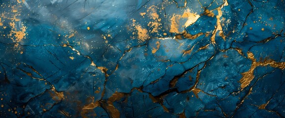 ground in shades of blue and gold. - obrazy, fototapety, plakaty