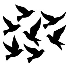 A flock of flying birds vector illustration. A Flock flying Birds Silhouette collection 