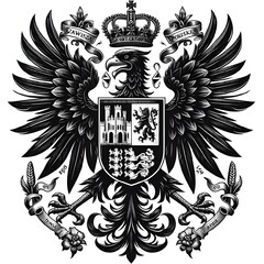 AI-generated illustration of the herald eagle emblem on a white background - obrazy, fototapety, plakaty