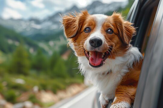 a dog hanging its head out the side window of a car