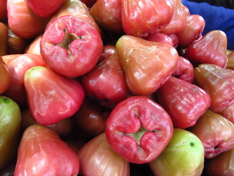 Closeup of red java apples
