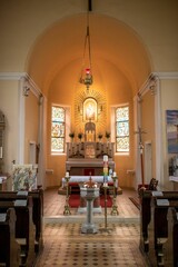 Vertical of a church interior with beautiful design