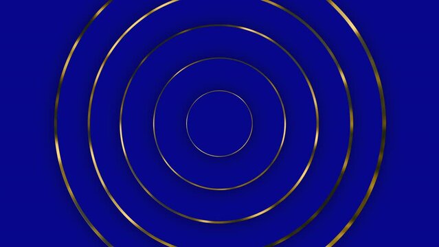 Blue golden luxury circular seamless looped animated background. 3d circle rings minimal animation for presentation, event party text backdrop. Black friday sale. Music dark illustration.blue frame 4K