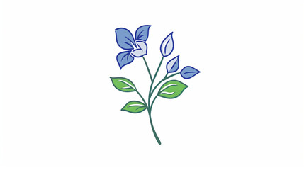 Single Blue Flower in Bloom Illustration
