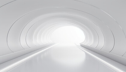 A long, narrow tunnel with a white light shining down on it