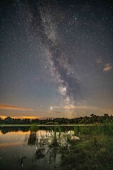 Starry sky over the lake