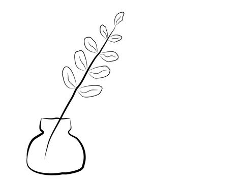 recommend clip art: Digital art of the vase with branch on a white background