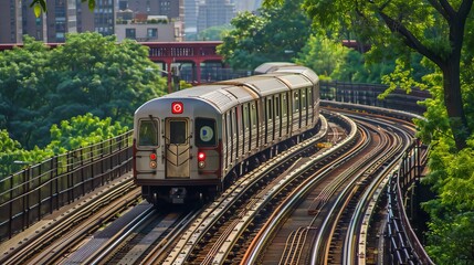 Naklejka premium The citys subway system is a marvel of technology with trains that run on magnetic tracks AI generated illustration