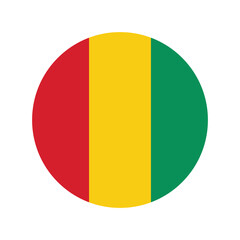 Fototapeta premium Guinea national flag vector illustration. Guinea Round flag. 