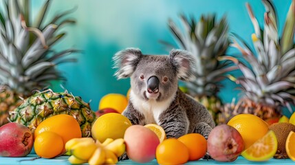 Ai simpatico koala tra la frutta tropicale 01