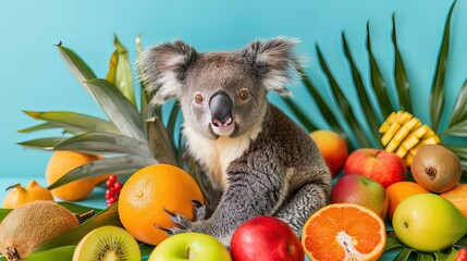 Ai simpatico koala tra la frutta tropicale 03