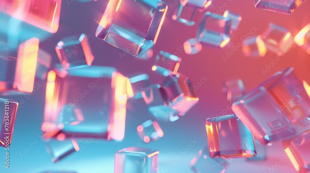 Poster translucent cubes floating effortlessly ai generated illustration