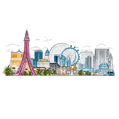 Las Vegas. Las Vegas hand-drawn comic illustration. Vector doodle style cartoon illustration © B-design
