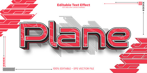 Plane editable text effect in modern cyber trend style