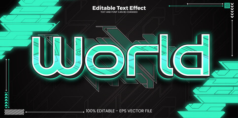 World editable text effect in modern cyber trend style