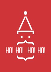 AI generated illustration of a simple red Christmas background with the words "Ho Ho Ho"