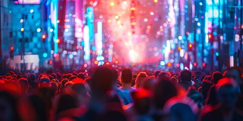 Blurry crowd at a corporate event symbolizing the energy and excitement of business gatherings and conferences